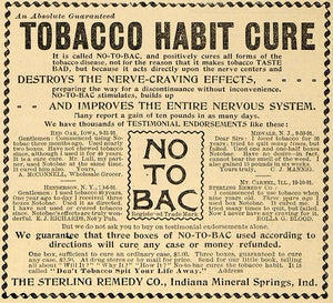 1892 Ad Sterling Remedy No-To-Bac Quit Smoking Medication Mineral Springs MAY1