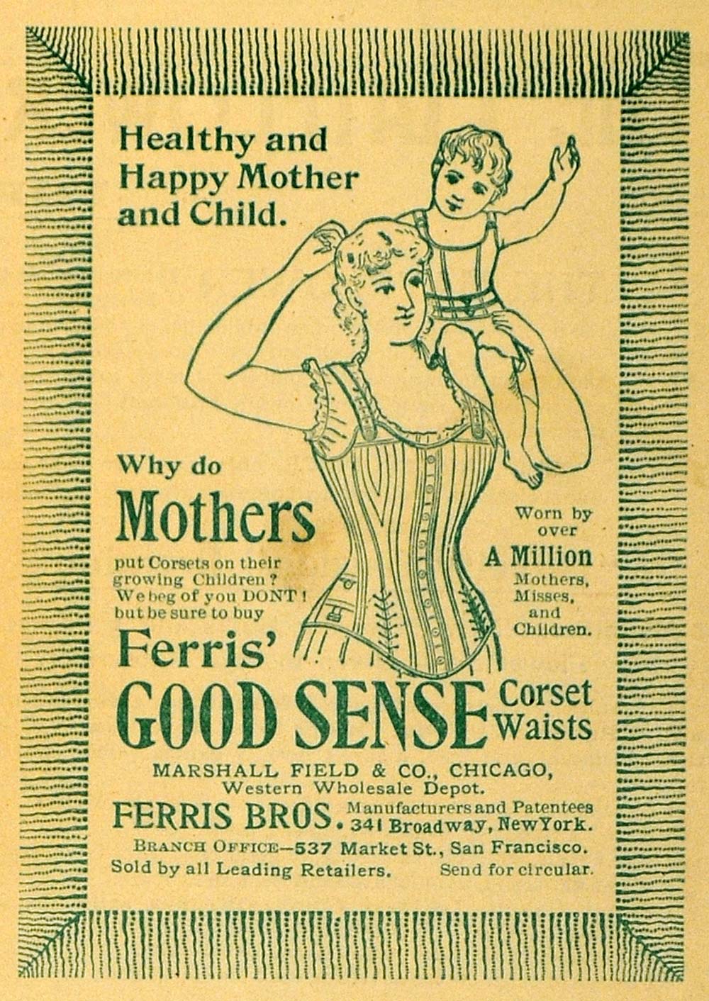 1894 Ad Ferris Good Sense Corset Waists Mother & Child - ORIGINAL MAY1