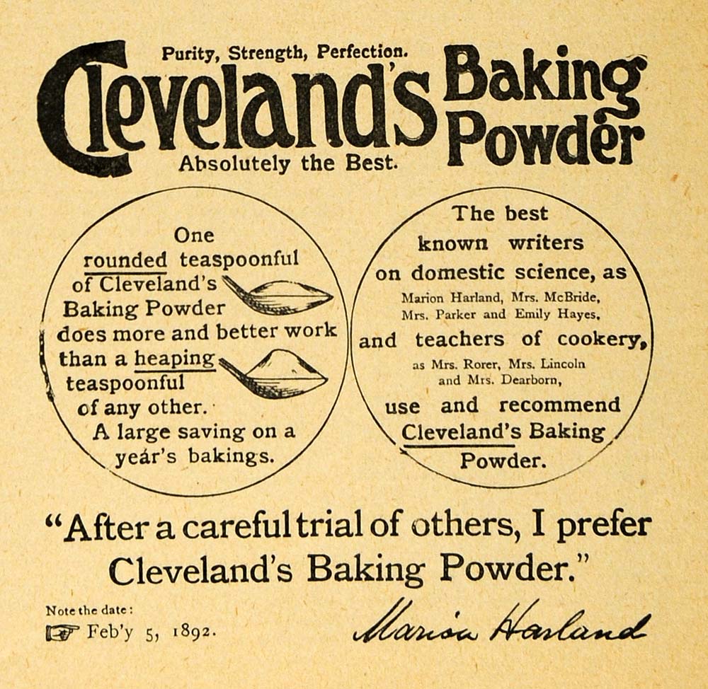 1893 Ad Cleveland Baking Powder Kitchen Food Products - ORIGINAL MAY1