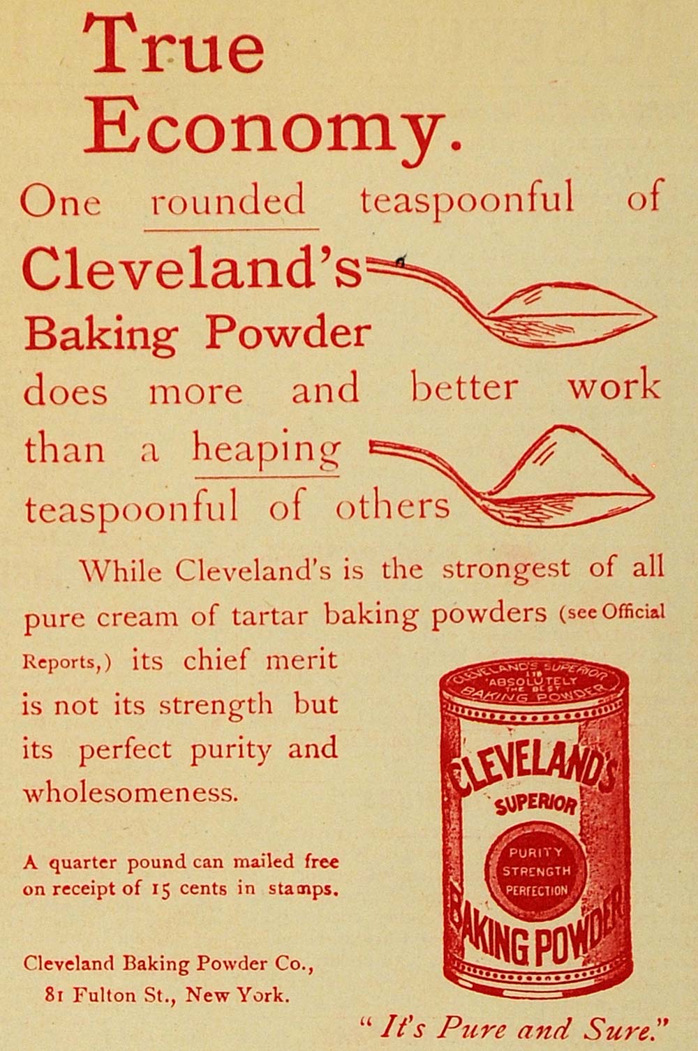 1893 Ad Cleveland Baking Powder Co Kitchen Food Product - ORIGINAL MAY1