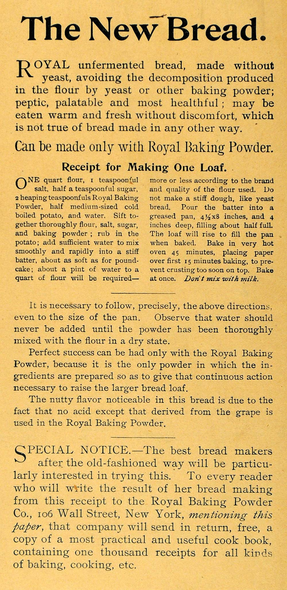 1893 Ad Royal Baking Powder Co. Kitchen Food Products - ORIGINAL MAY1