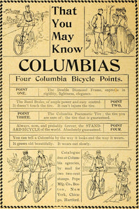 1893 Ad Antique Pope Columbia Bicycles Bikes Cycling Biking Boston MAY1