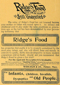 1893 Ad Woolrich & Co Ridges Food Infant Massachusetts - ORIGINAL MAY1