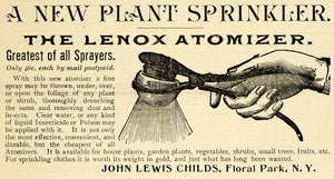 1896 Ad John Lewis Childs Lenox Atomizer Sprayers - ORIGINAL ADVERTISING MAY1