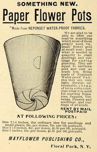 1896 Ad Mayflower Publishing Co Paper Flower Pots NY - ORIGINAL ADVERTISING MAY1