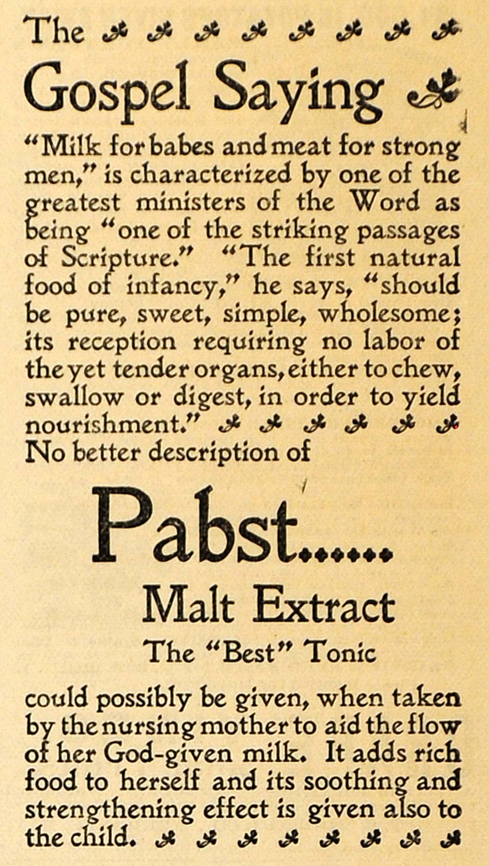1896 Ad Pabst Extract Co. Tonic Nutritious Beverage - ORIGINAL ADVERTISING MAY1
