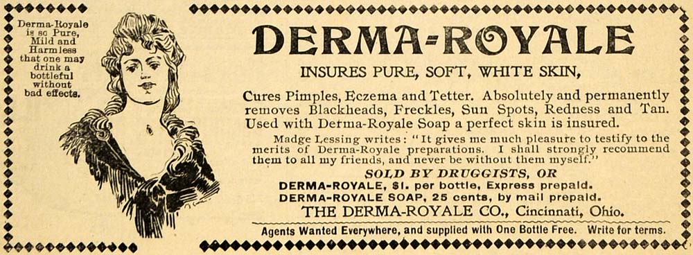 1899 Ad Derma Royale Co Pimples Eczema Skin Remedy - ORIGINAL ADVERTISING MAY1