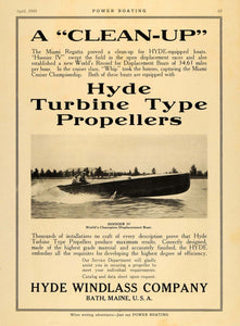 1919 Ad Hyde Windlass Turbine Propellers Marine Boats - ORIGINAL ADVERTISING MB1