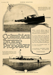 1920 Ad Columbian Bronze Propellers Luders Cruisers - ORIGINAL ADVERTISING MB1