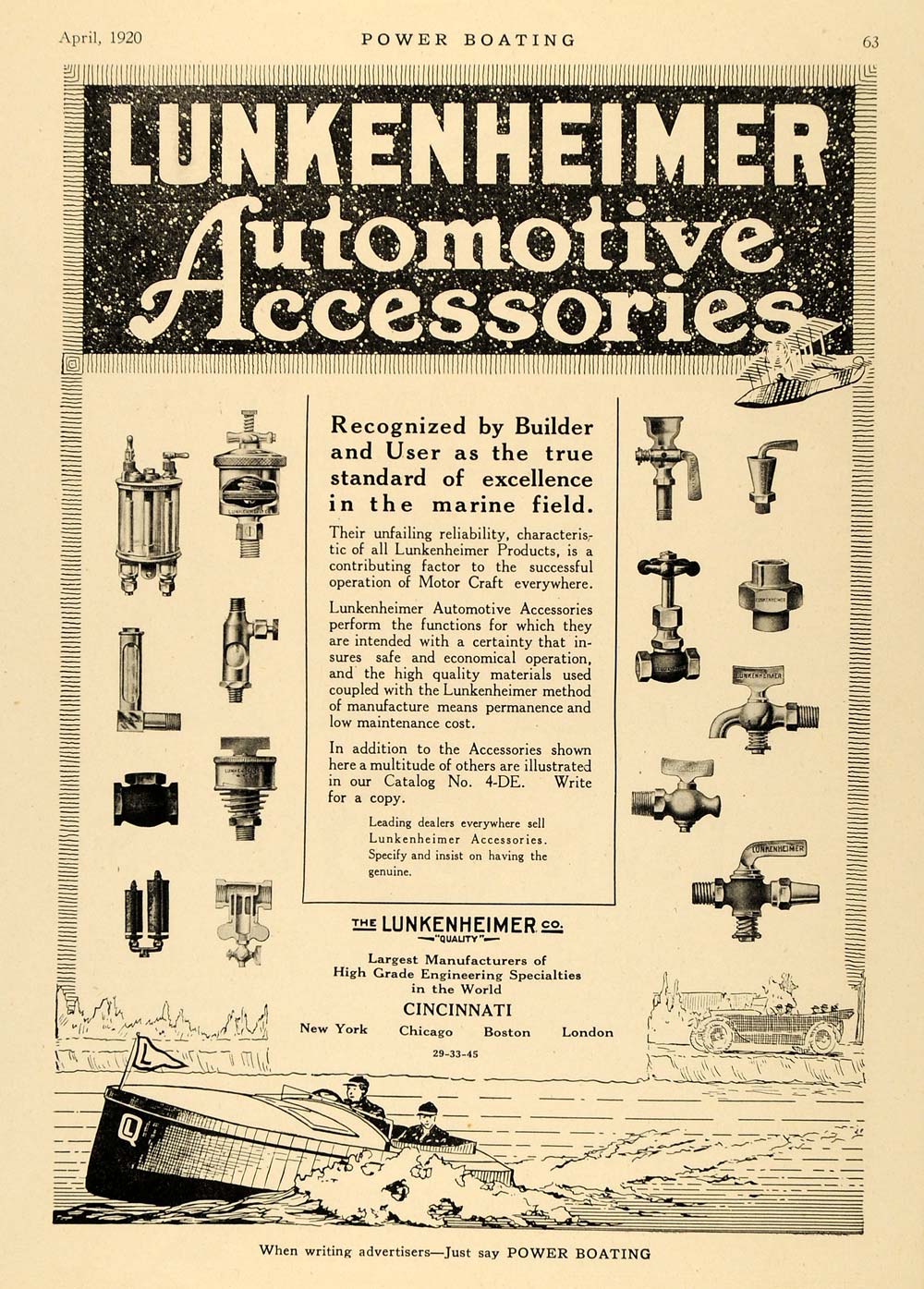 1920 Ad Lukenheimer Automotive Marine Accessories Craft - ORIGINAL MB1