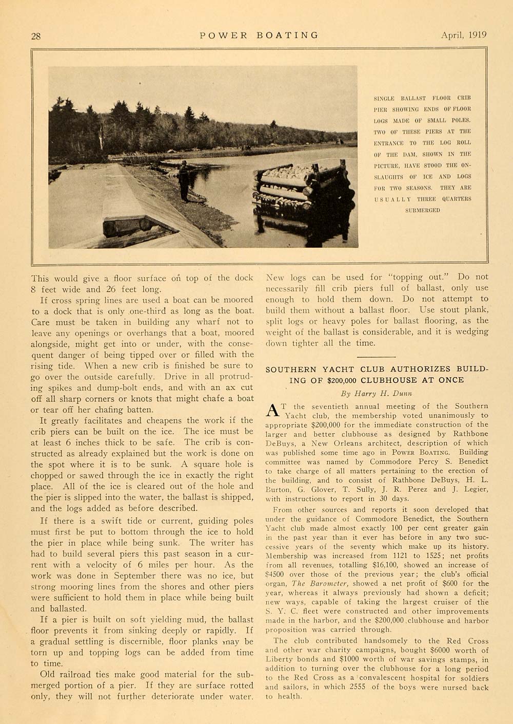 1919 Article Phil Moore Boat Dock Pier Construction - ORIGINAL MB1