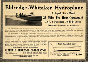 1913 Ad Eldredge-Whitaker Hydroplane Stock Model Boat - ORIGINAL ADVERTISING MB2