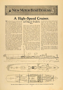 1913 Article Yacht Cruiser Boat William Edgar John - ORIGINAL MB2