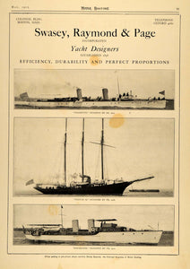 1913 Ad Swasey Raymond Page Yacht Models Visitor II - ORIGINAL ADVERTISING MB2