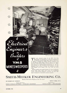 1942 Ad Smith Meeker Engineering Marine Electrical Battery Minesweeper WWII MB3 - Period Paper
