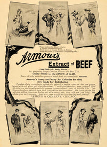 1898 Ad Armour's Beef Extract Army Navy Calendar Food - ORIGINAL MCC1
