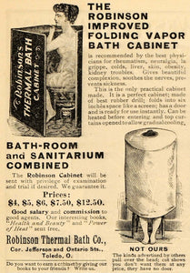 1898 Ad Robinson Thermal Bath Cabinet Sanitarium Health - ORIGINAL MCC1