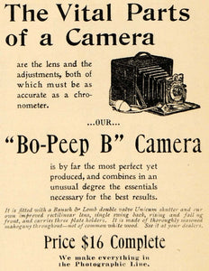 1898 Ad Bo-Peep B Camera Photograph Lens Bausch Lomb - ORIGINAL ADVERTISING MCC1