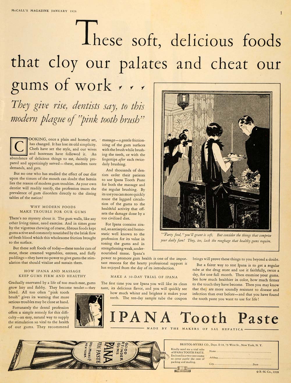1928 Ad Bristol-Myers Co Ipana Tooth Paste Dental Care - ORIGINAL MCC2