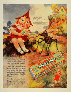 1928 Ad Wrigley Doublemint Chewing Gum Miss Muffet Ant - ORIGINAL MCC2