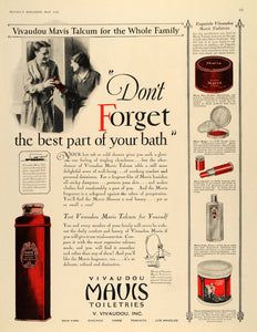 1928 Ad Vivaudou Mavis Toiletries Talcum Beauty Product - ORIGINAL MCC2