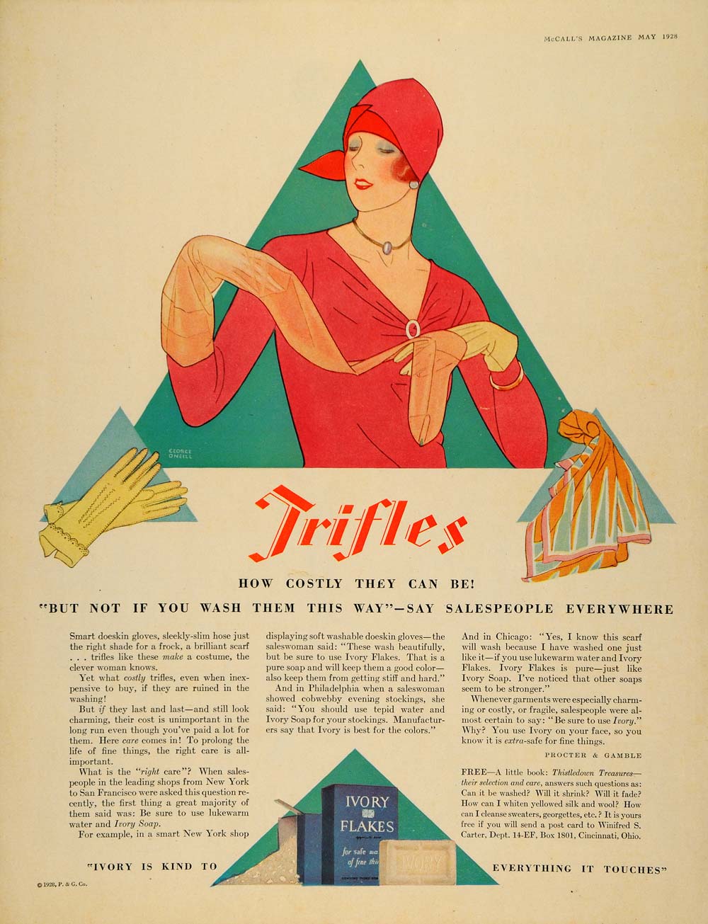 1928 Ad Procter Gamble Ivory Flakes Soap Gloves Fashion - ORIGINAL MCC2