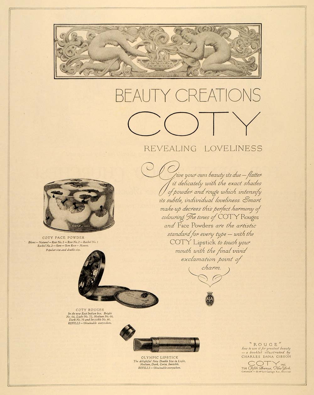 1928 Ad Coty Inc Face Powder Rouge Lipstick Cosmetics - ORIGINAL MCC2