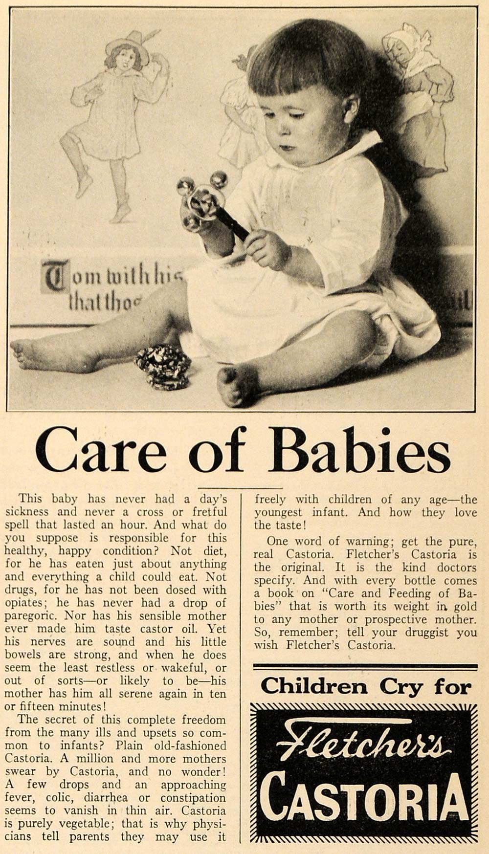 1927 Ad Fletcher's Castoria for Children Laxative Baby - ORIGINAL MCC2