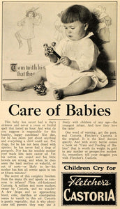 1927 Ad Fletcher's Castoria for Children Laxative Baby - ORIGINAL MCC2