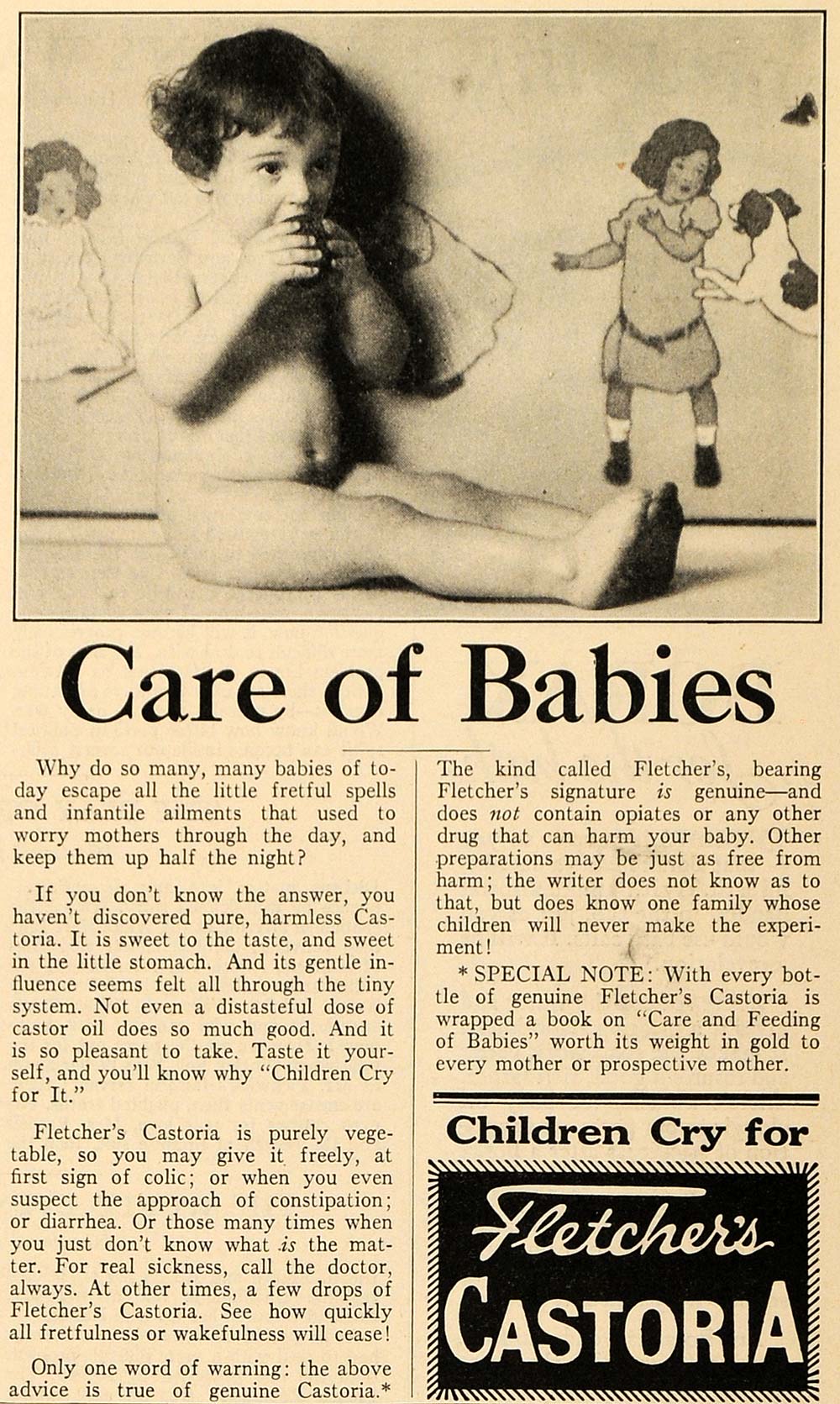 1928 Ad Fletcher's Castoria Laxative for Children Baby ORIGINAL MCC2
