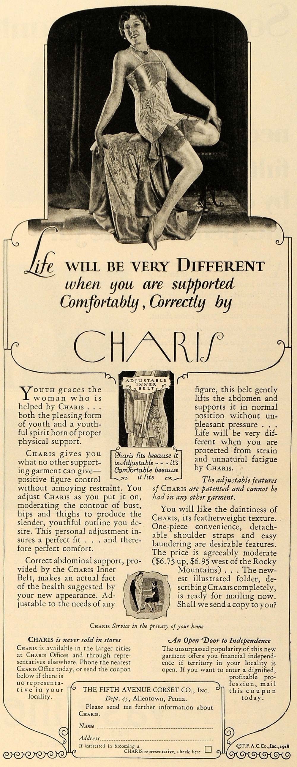 1928 Ad Fifth Avenue Corset Charis Clothing Accessories - ORIGINAL MCC2