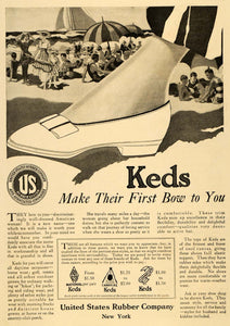 1917 Ad United States Rubber Co Keds Summer Shoes Beach - ORIGINAL MCC3