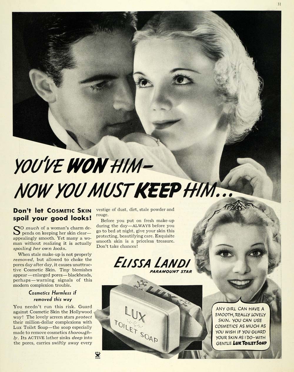 1935 Ad Lux Toilet Soap Cosmetic Elissa Landi Paramount - ORIGINAL MCC4