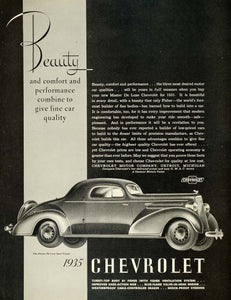 1935 Ad Master De Luxe Sport Coupe Chevrolet Vintage - ORIGINAL ADVERTISING MCC4