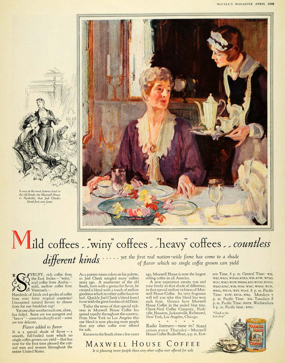 1928 Ad Maxwell House Coffee Maid Joel Cheek Nashville - ORIGINAL MCC4