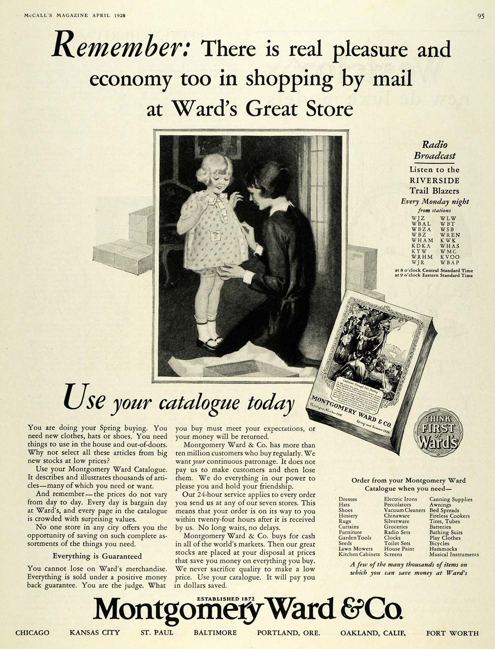 1928 Ad Montgomery Ward Clothing Department Store - ORIGINAL ADVERTISING MCC4