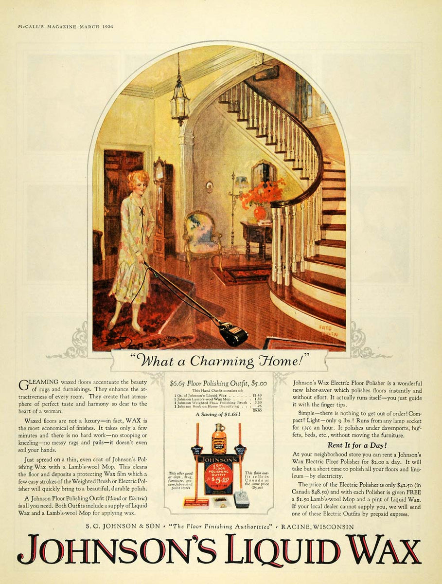 1926 Ad Mizen Johnson Liquid Wax Racine Wisconsin Price - ORIGINAL MCC ...