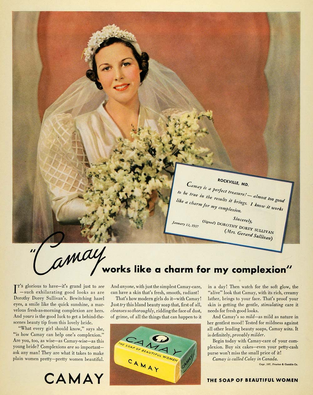 1937 Ad Procter Gamble Camay Face Soap Dorothy Sullivan - ORIGINAL MCC4