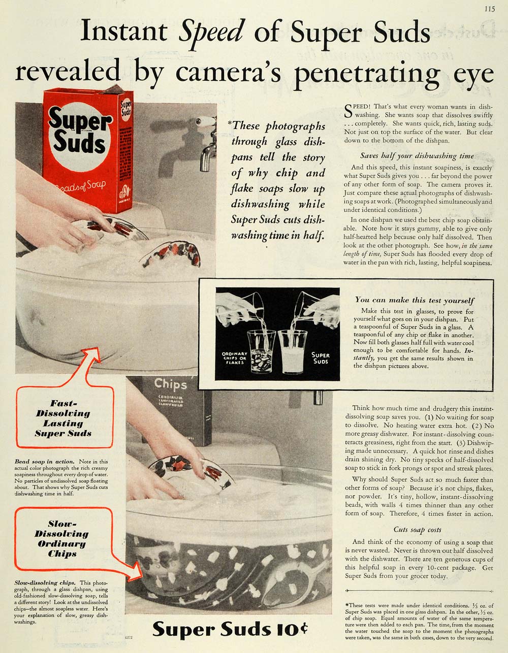 1931 Ad Super Suds Dish Washing Soap Sink Scrubbing - ORIGINAL ADVERTISING MCC4