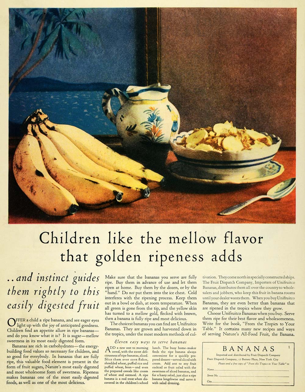 1926 Ad Fruit Dispatch Banana Breakfast Tropical Health - ORIGINAL MCC4