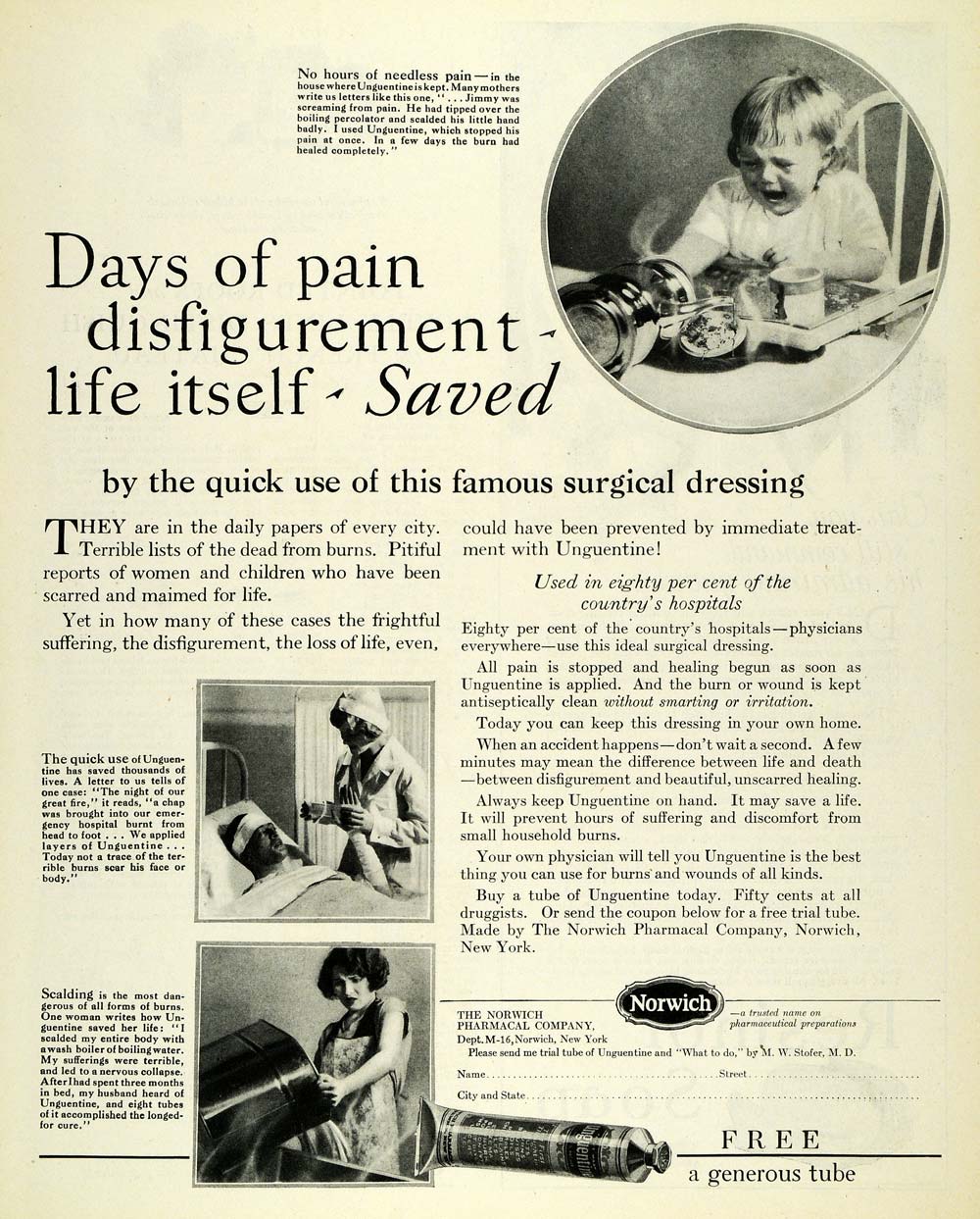 1926 Ad Norwich Pharmacal Surgical Unguentine Jimmy - ORIGINAL ADVERTISING MCC4