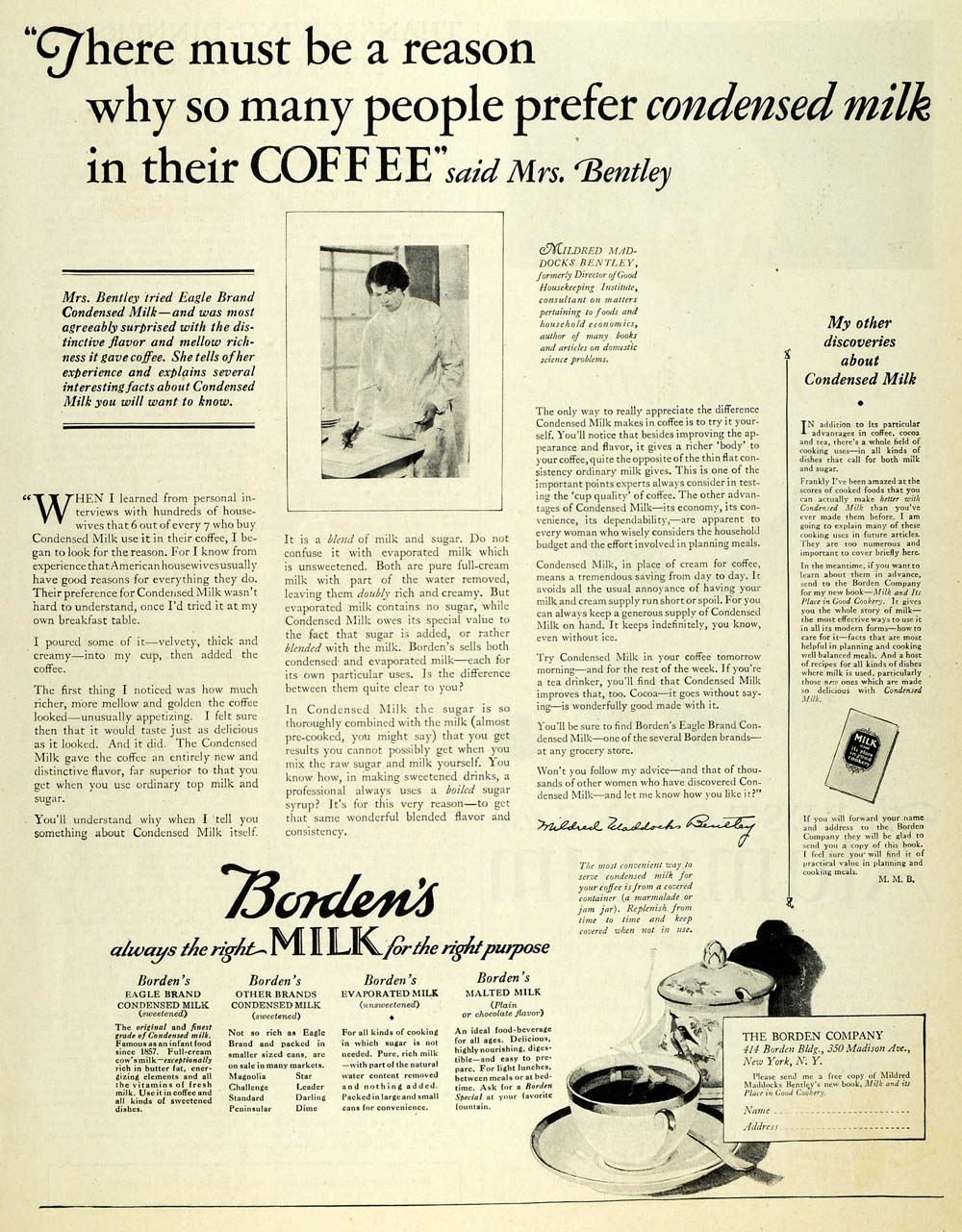 1926 Ad Bordens Condensed Milk Coffee Eagle Brand Dairy - ORIGINAL MCC4