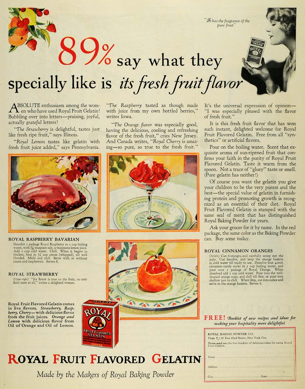 1926 Ad Royal Fruit Gelatin Mould Mold Flavors Dessert - ORIGINAL MCC4