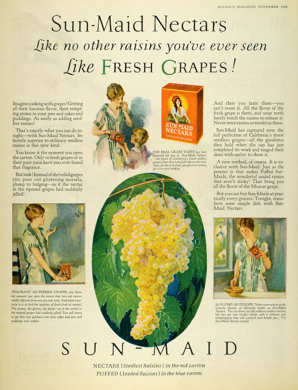 1926 Ad Sun Maid Raisins Nectars Dried Fruit Housewife - ORIGINAL MCC4
