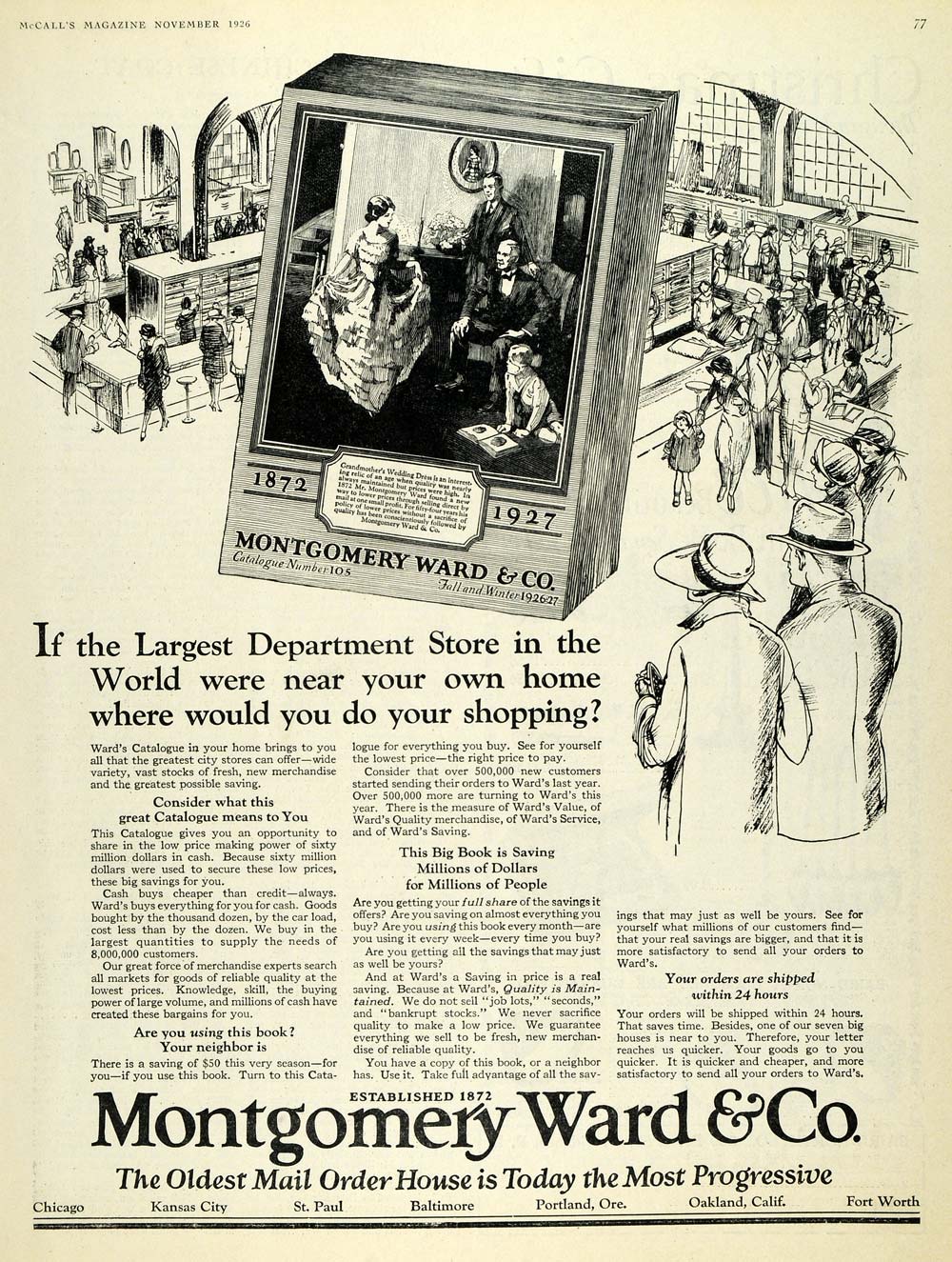 1926 Ad Retail Montgomery Ward Catalog Department Store - ORIGINAL MCC4