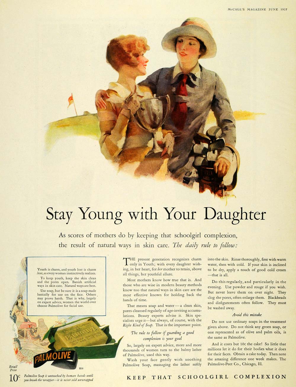 1927 Ad Female Golf Palmolive Soap Skin Care Pricing - ORIGINAL ADVERTISING MCC4