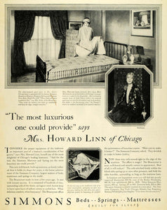 1927 Ad Mrs Howard Linn Simmons Beds Mattresses Bedding - ORIGINAL MCC4