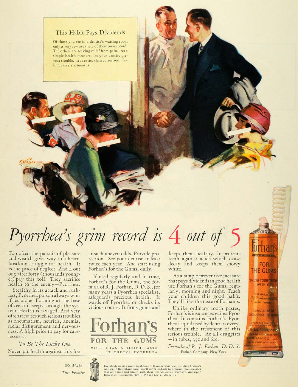 1927 Ad Forhan Co. Gums Toothpaste Dentifrice Products - ORIGINAL MCC4