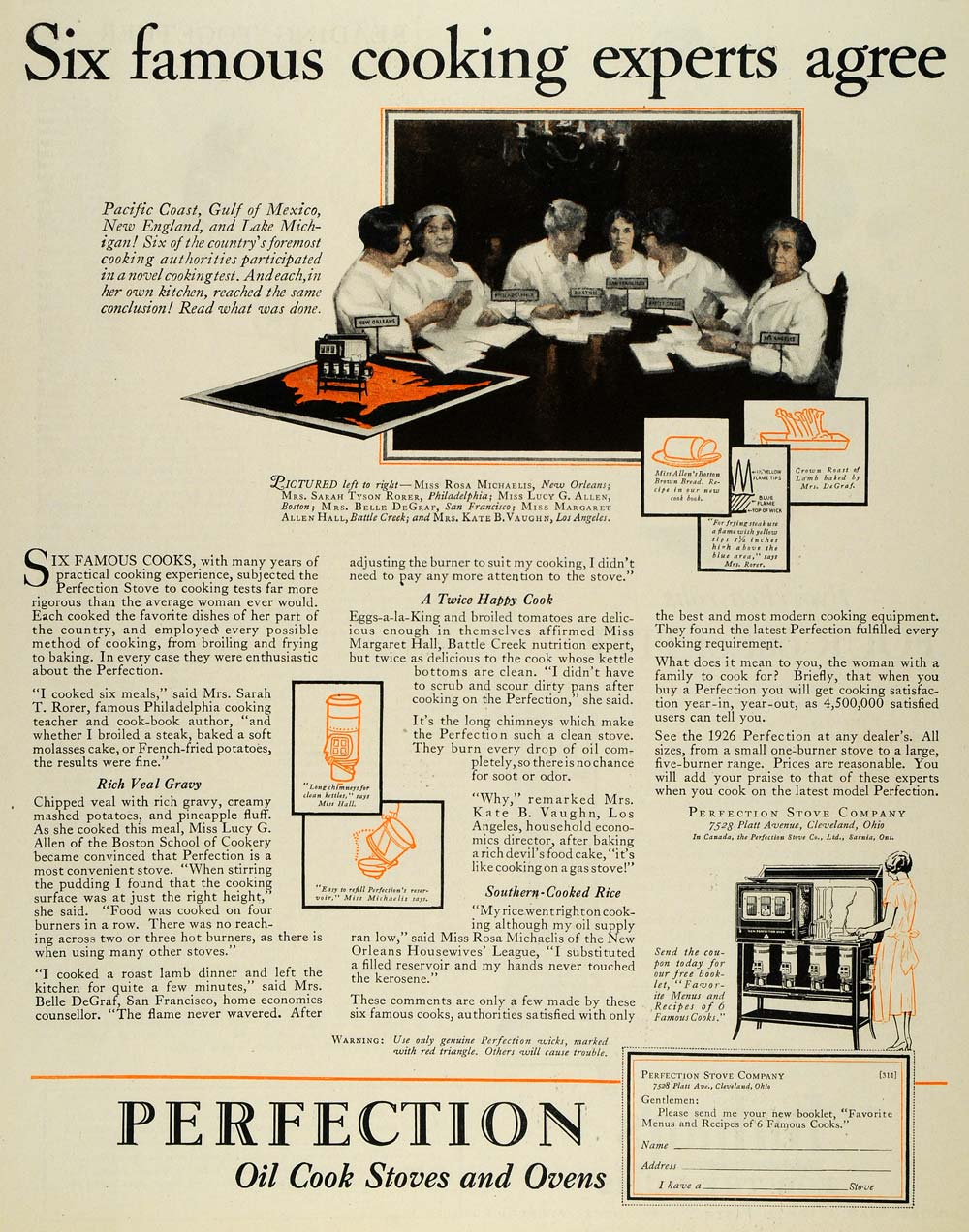 1926 Ad Perfection Oil Cook Stoves Ovens Appliances - ORIGINAL ADVERTISING MCC4