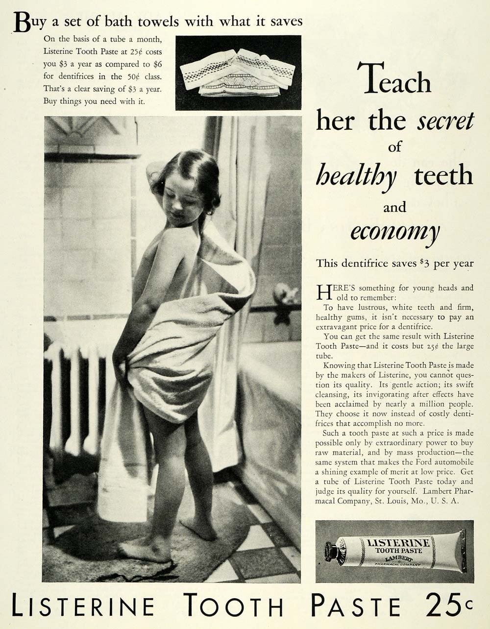 1930 Ad Secret Healthy Teeth Listerine Tooth Paste Save - ORIGINAL MCC ...